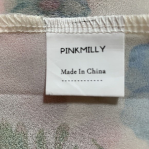 New Pink Milly Floral Duster Open Front Floral 3/4 Sleeve Cover Up Swimwear M - Picture 11 of 14